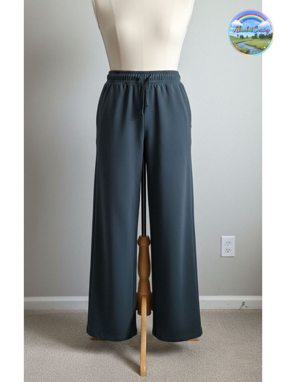 Modal Soft Extra Wide Leg High Waist Pants Drawstring Pockets 29" Inseam